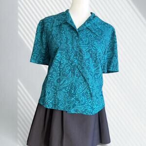 Vintage inspired teal floral button